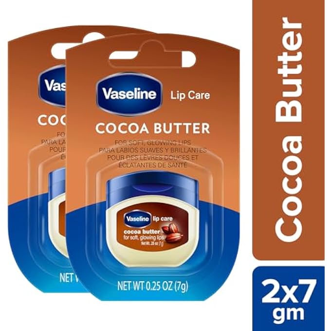 Vaseline LIP CARE COCOA BUTTER LIP BALM TUB WITH PURE JELLY & COCOA BUTTER FOR SOFT & GLOWING LIPS| NON-GREASY LIP MOISTURIZER FOR NATURALLY TINTED LIPS|PACK OF 2X7GM - Image 2